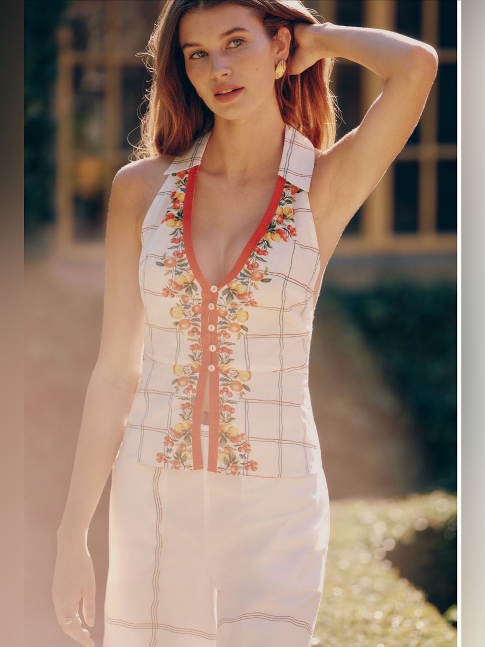 Anthropology Celandine V Neck Halter Tank 💯 Cotton NWT